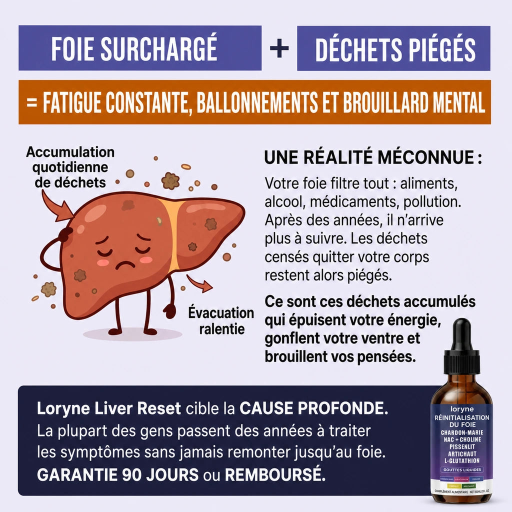 Infographie&nbsp;: dommages aux cellules du foie + baisse du flux biliaire