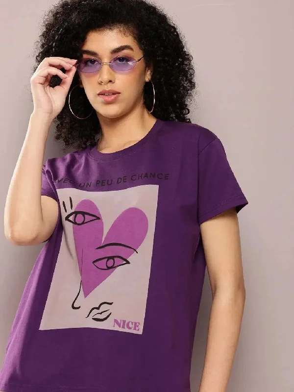 Dillinger Purple Graphic Boxy Regular T-Shirt-WMNCR534GRL-XS