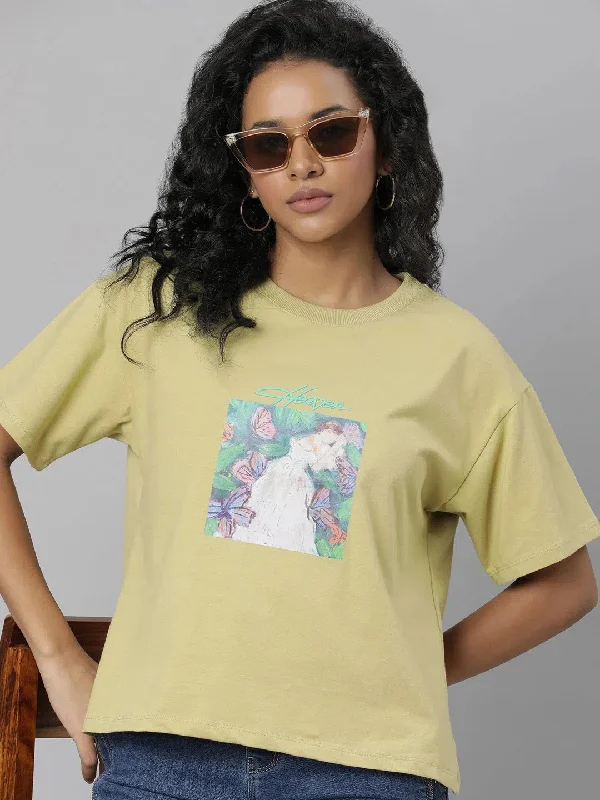 Women Solid Mustard T Shirt-AF-2241-Mustard