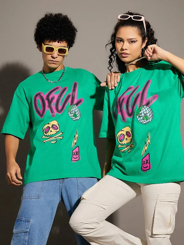 Unisex Green Oful Oversized T-Shirt