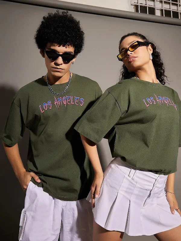 Unisex Olive Los Angeles Oversized T-Shirt