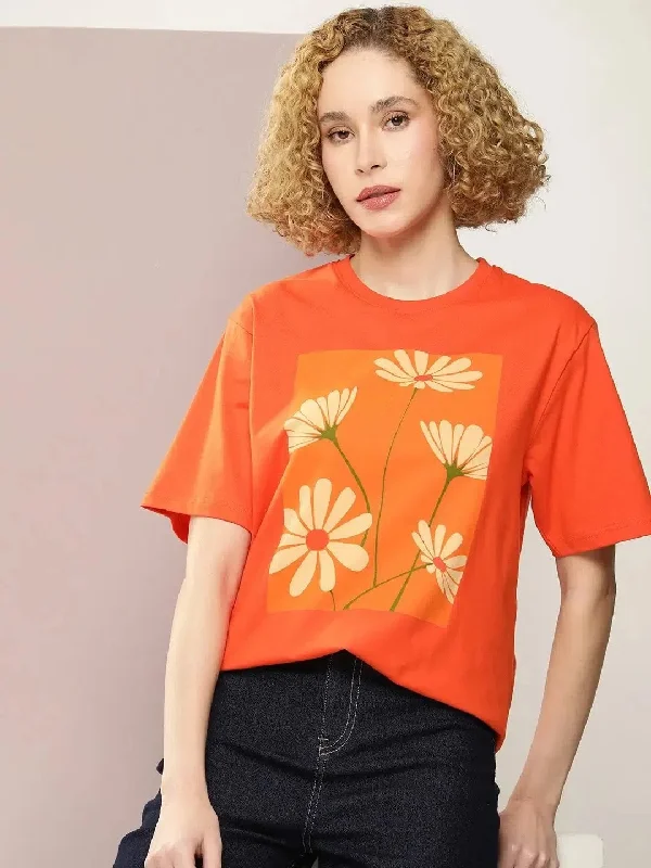 Dillinger Orange Graphic Oversized T-Shirt-WMNCR396ORG-XS