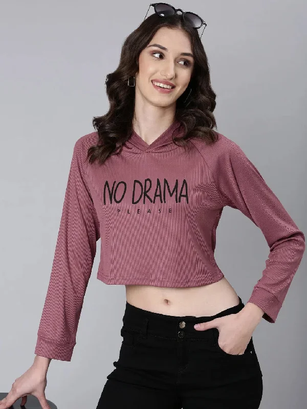 Women Mauve Typographic Crop Boxy Tshirt-AE-530-Mauve