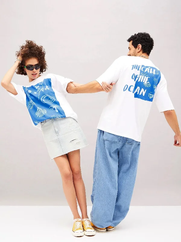 Unisex White Ocean Oversized T-Shirt