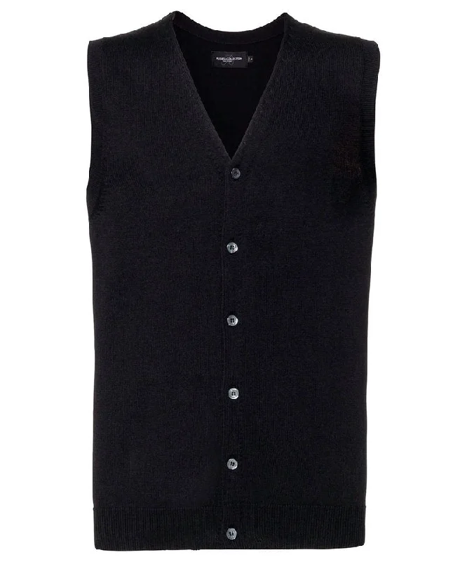 Black - V-neck sleeveless knitted cardigan