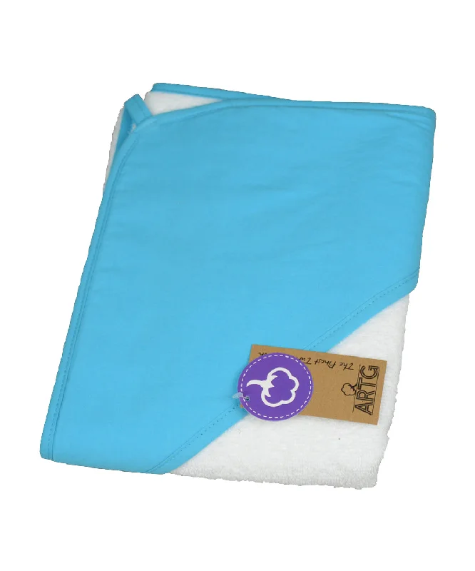 White/Aqua Blue/Aqua Blue - PRINT-Me® baby hooded towel