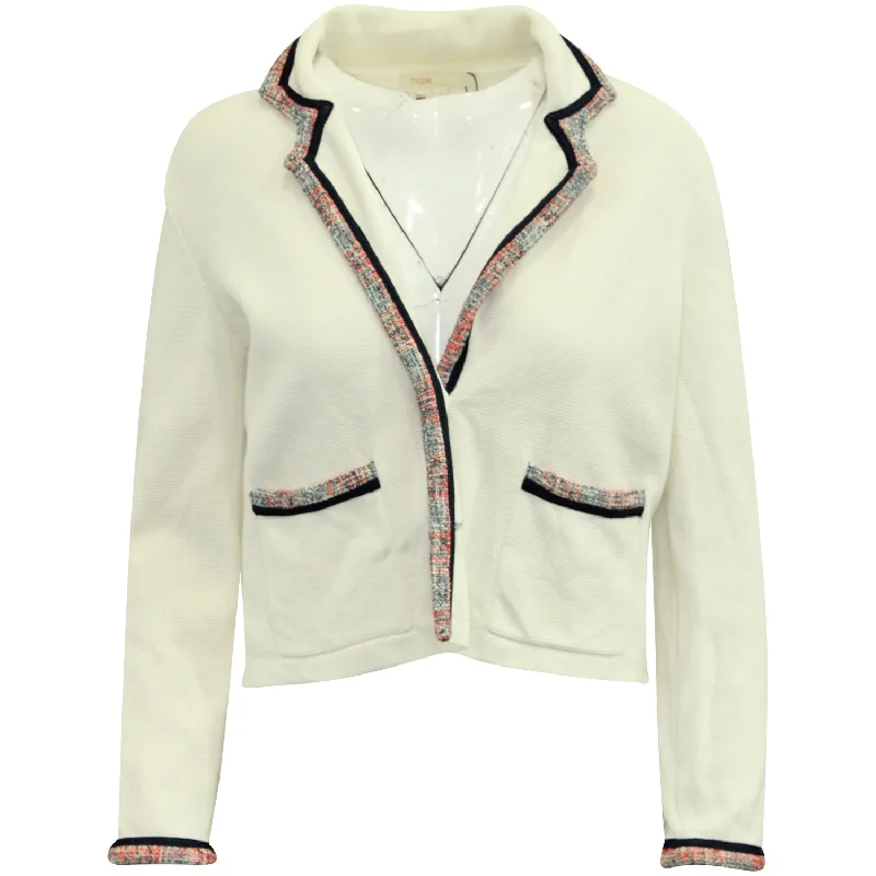 Maje Lock Knit Cardigan in White Cotton