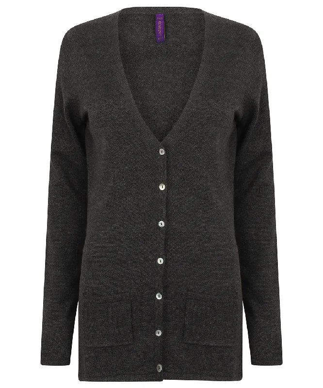 Grey Marl - Women's v-button cardigan