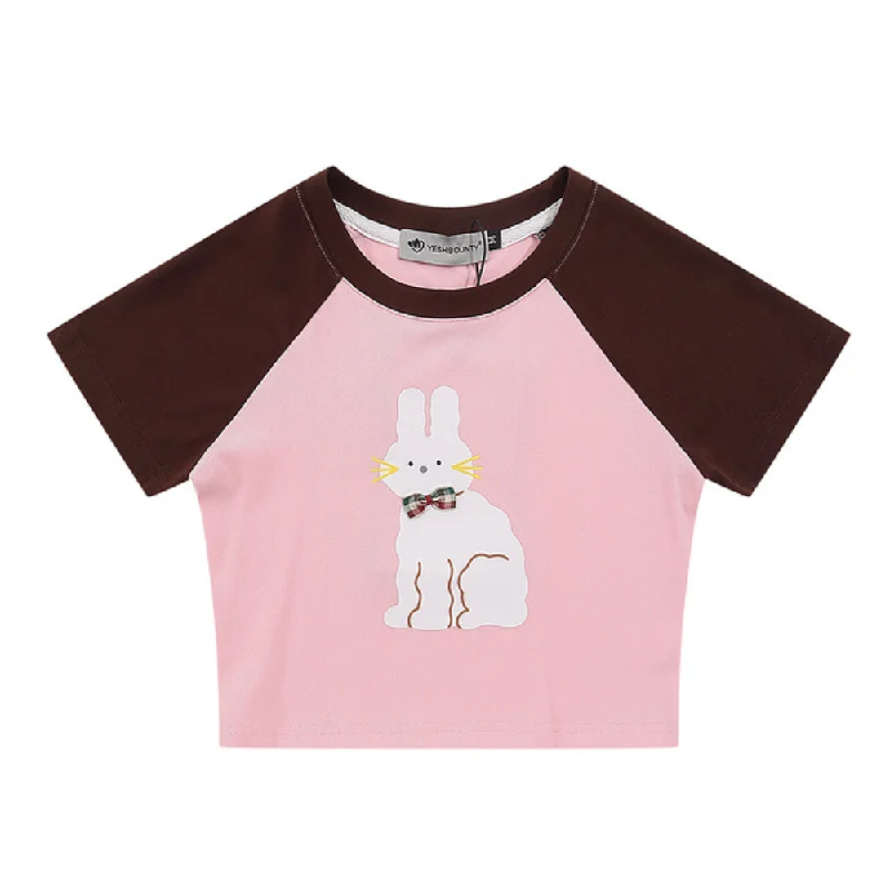 Women's Cute Rabbit Panel Cropped Top