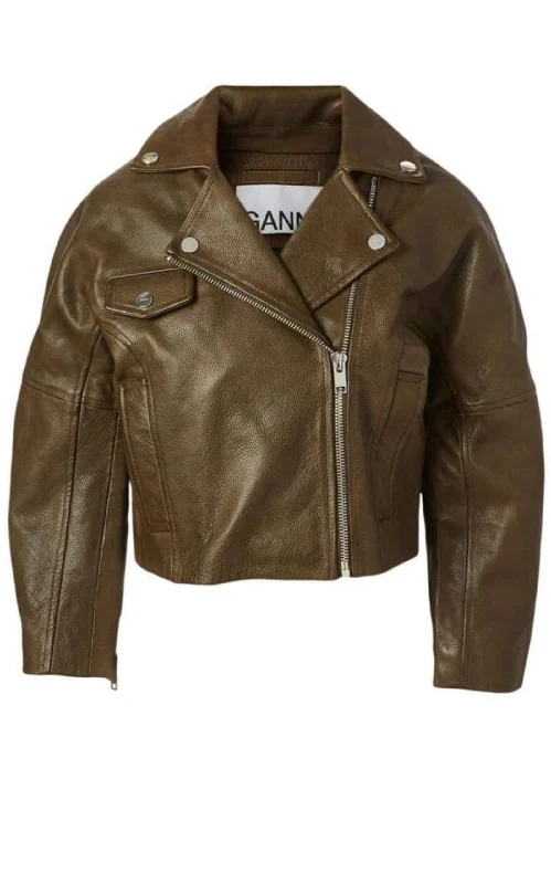 Leather Cropped Biker Jacket