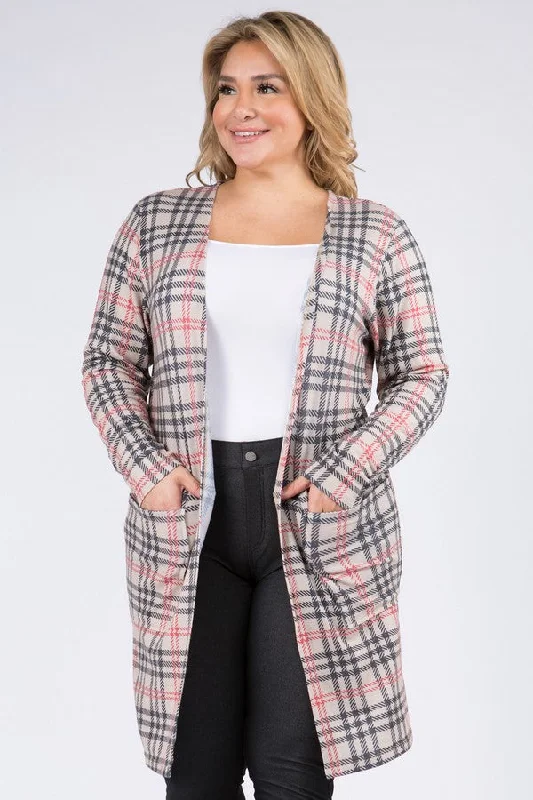 Plus Size Vintage Plaid Cardigan