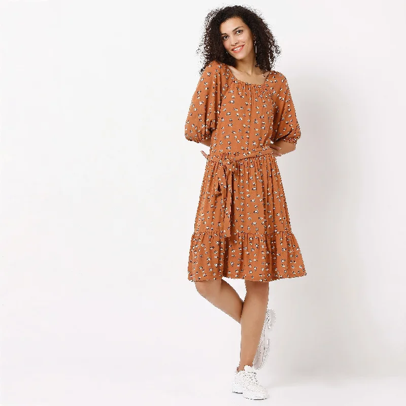 Regular Fit Printed Dress