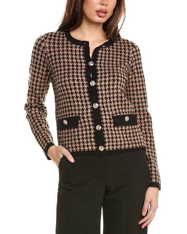 T Tahari Houndstooth Cardigan