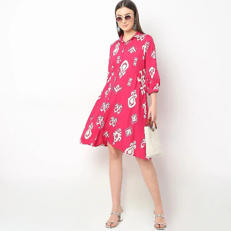 Flare Fit Printed Dress