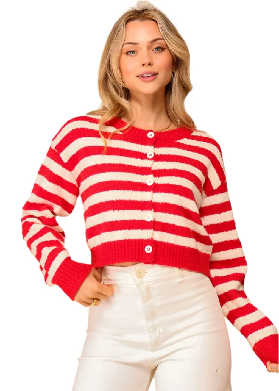 Striped Cropped Cardigan