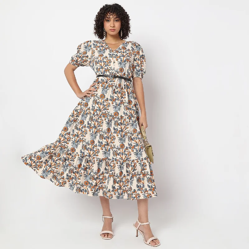 Flare Fit Printed Dress