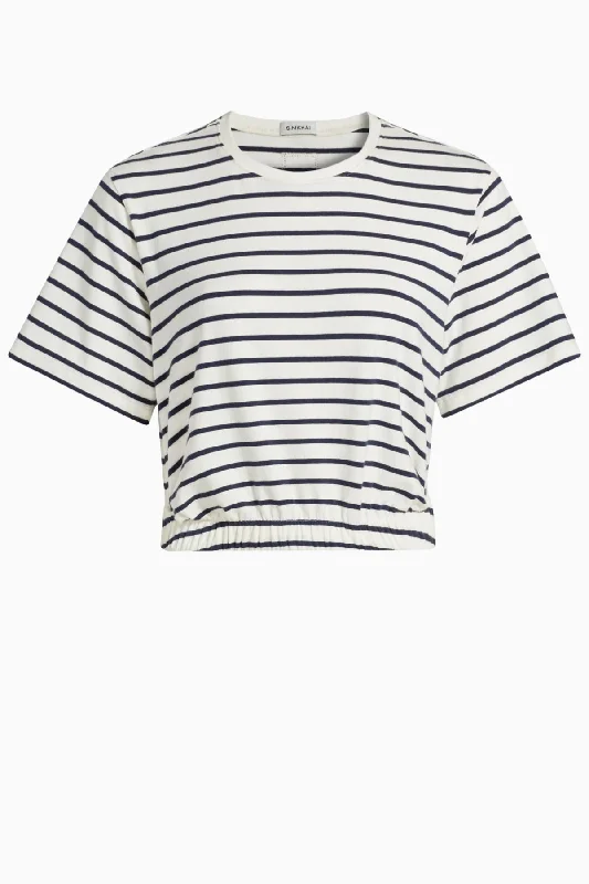 Simkhai Jojo Cropped T-Shirt - Navy Stripe