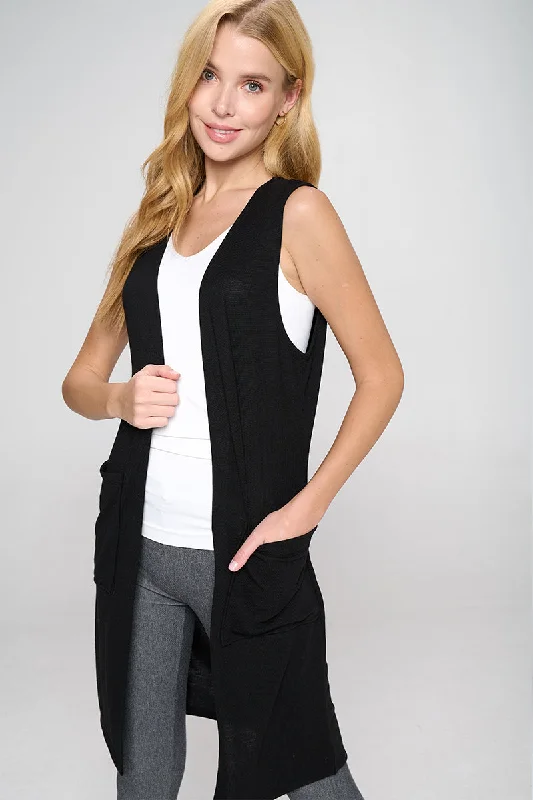 Heather Knit Open Front Cardigan Vest