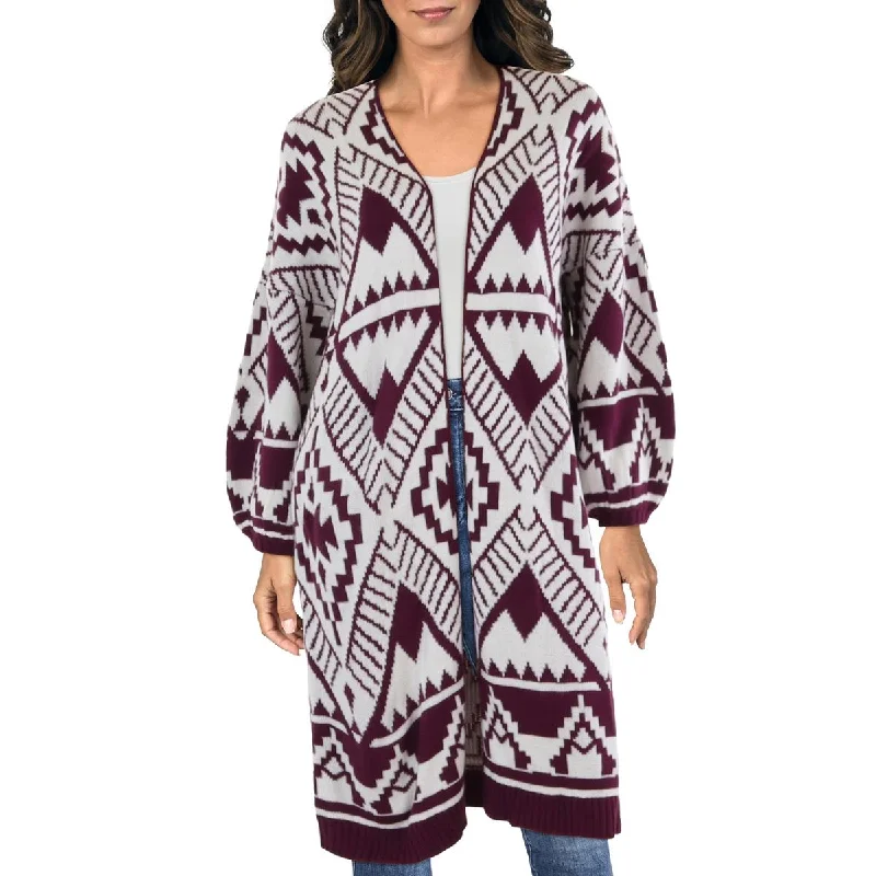 Womens Printed Open Front Cardigan Sweater