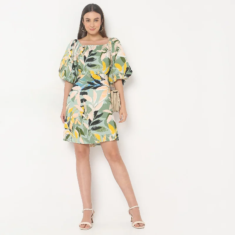 Flare Fit Printed Dress