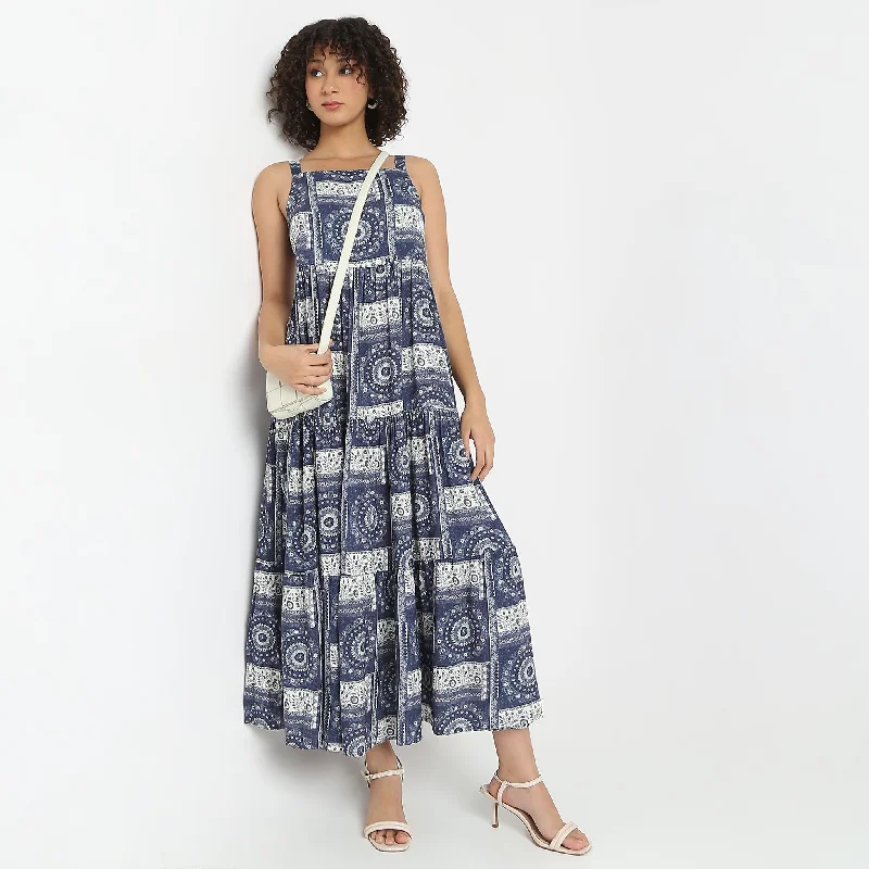 Flare Fit Motifs Print Empire A-Line Dress