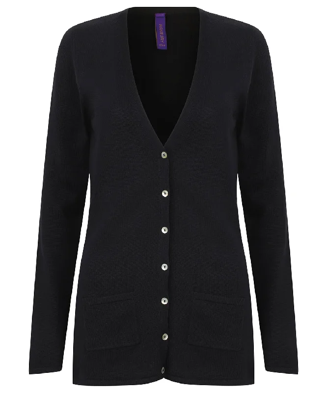 Navy - Women's v-button cardigan