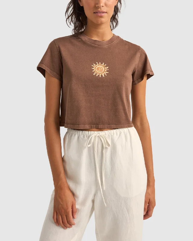 WOMENS SUNSHINE CROP CREW T-SHIRT