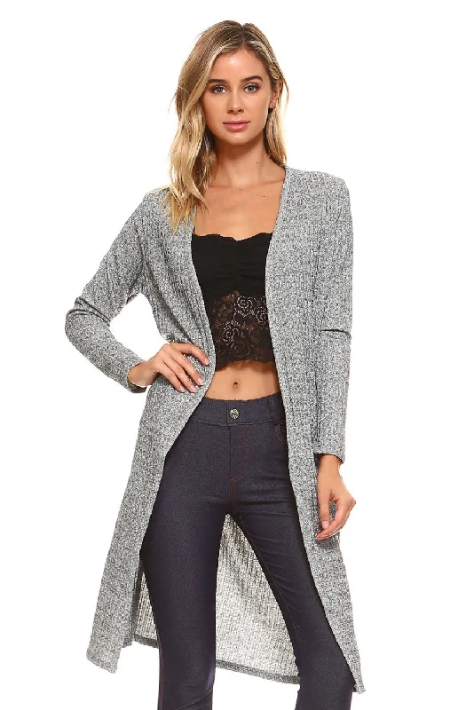 Shimmer Lurex Open-Front Ribbed Cardigan