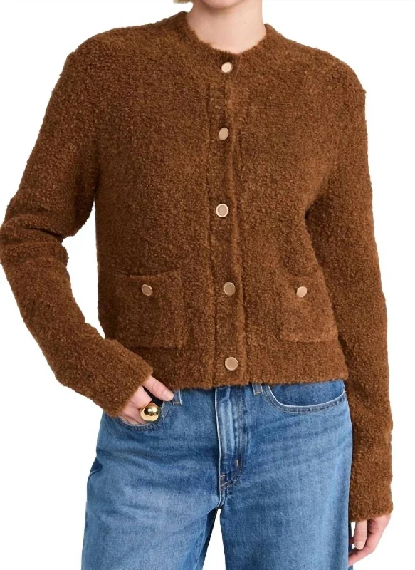 Patch Pocket Cardigan In Camel