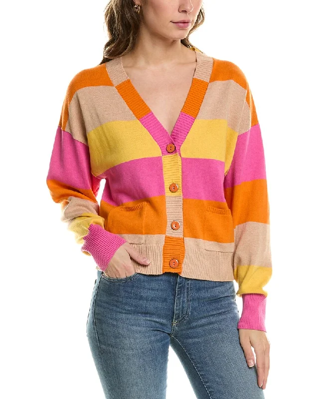 WISPR Stripe Varsity Silk-Blend Cardigan