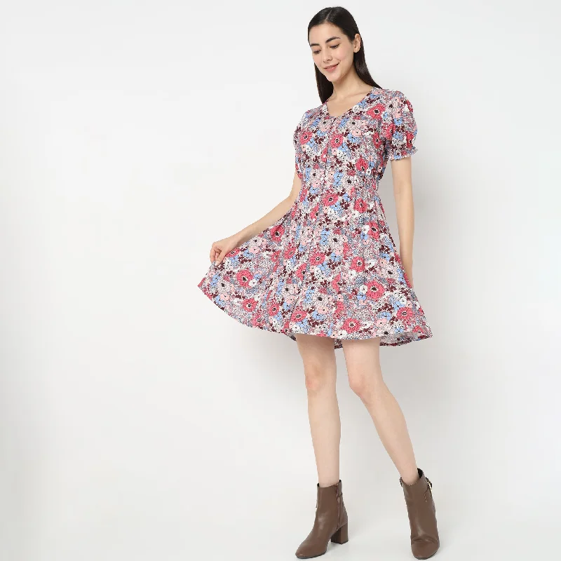 Flare Fit Floral Dress