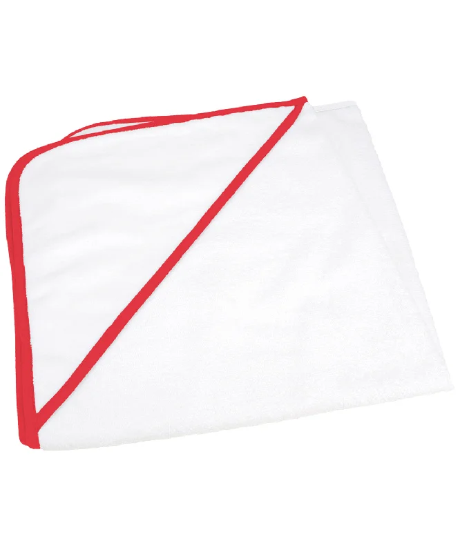 White/Fire Red - ARTG® Babiezz® all-over sublimation hooded baby towel