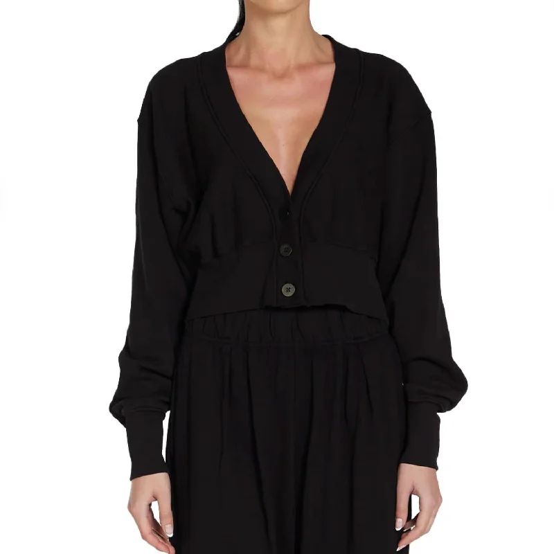 Diana Crop Cardigan In Jet Black