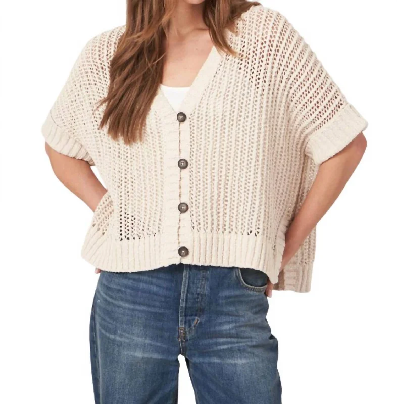 Oversized Open Knit Cardigan In Ivory