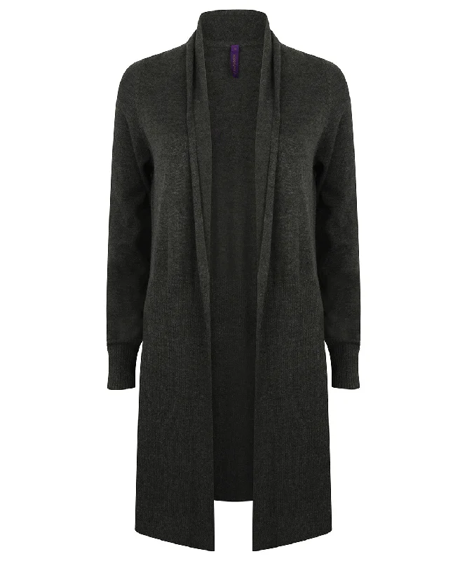 Grey Marl - Women's longline open cardigan