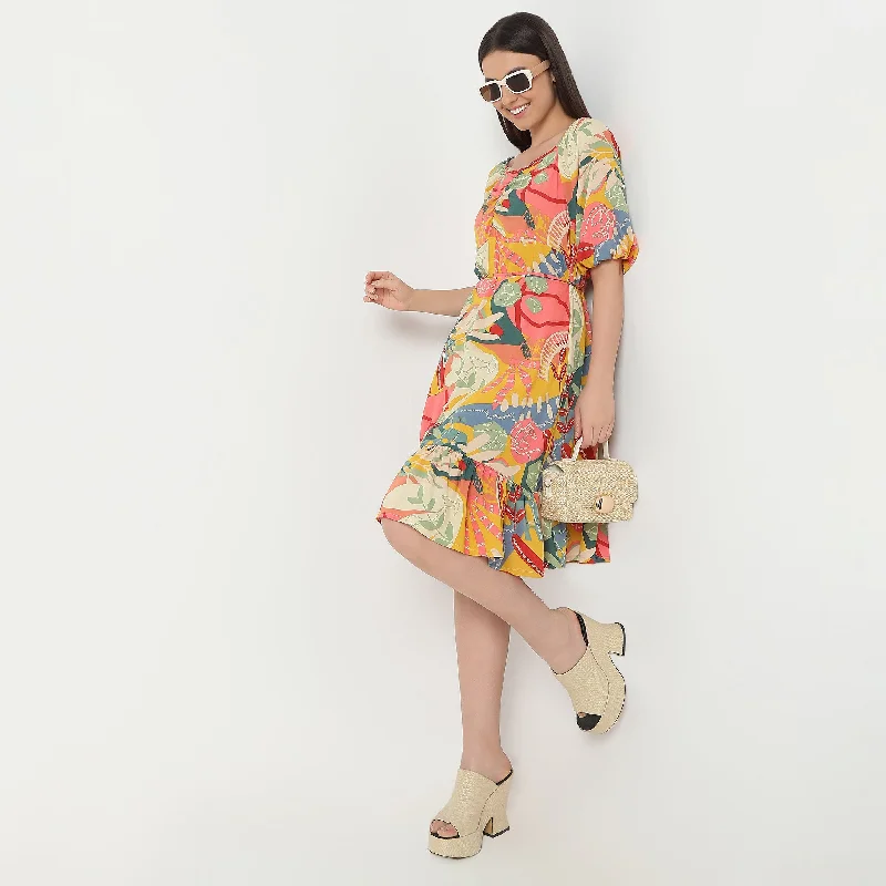 Flare Fit Printed Dress