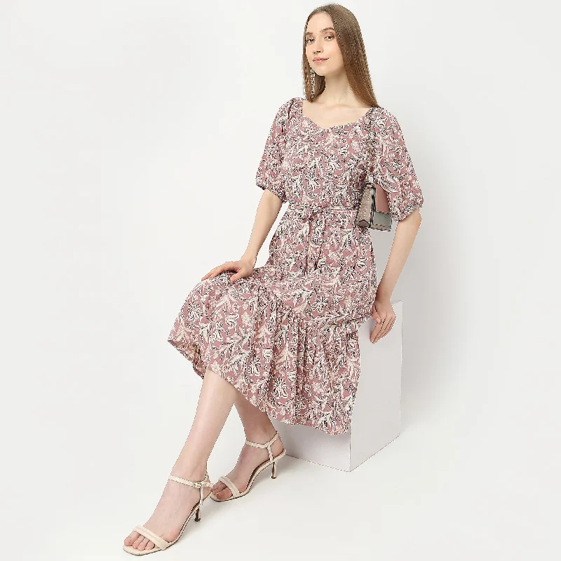 Flare Fit Printed Dress