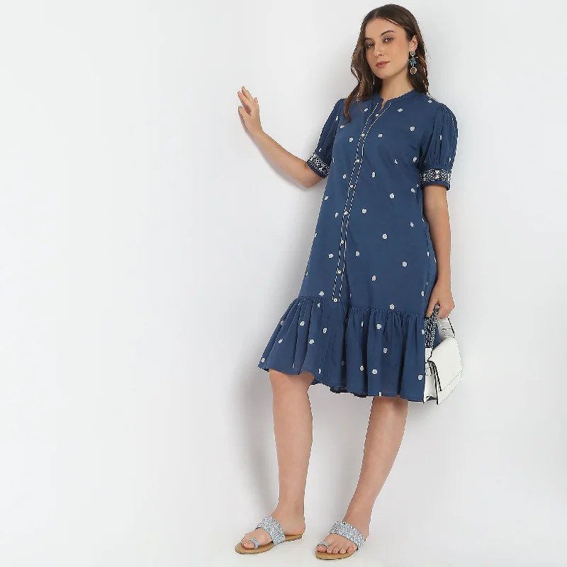 Flare Fit Embroidered Dress