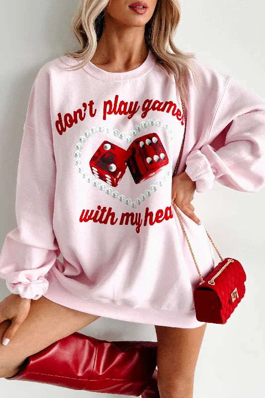 "Don't Play Games With My Heart" Graphic Crewneck (Light Pink)