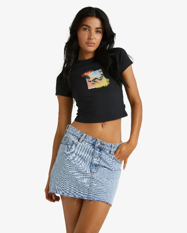 Womens In The Clouds Raglan Half Baby Crop Top