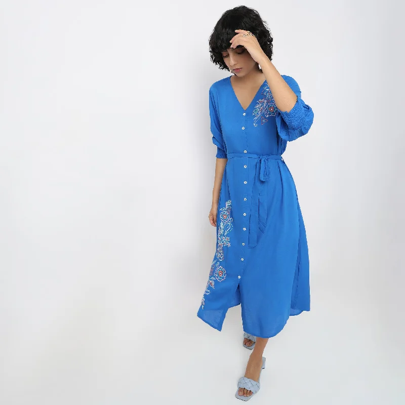 Flare Fit Embroidered Dress