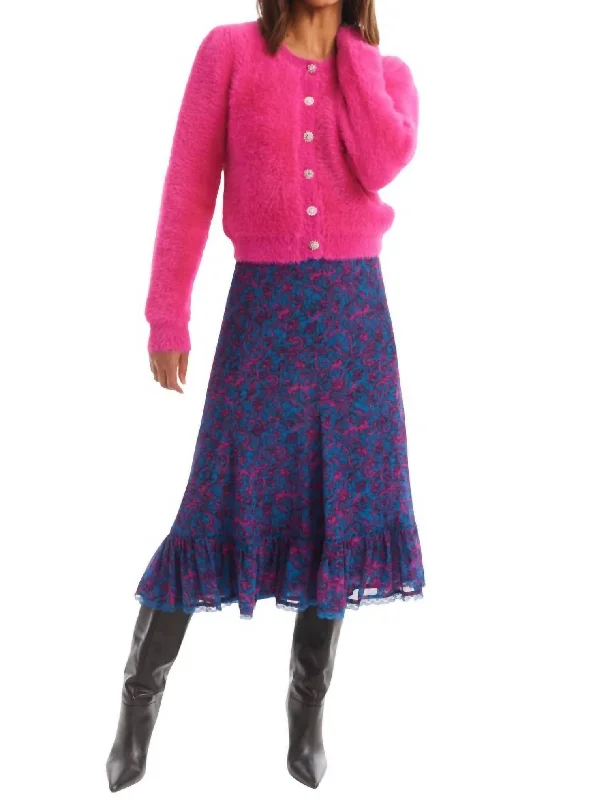 Jeweled Sloan Cardigan In Hot Pink