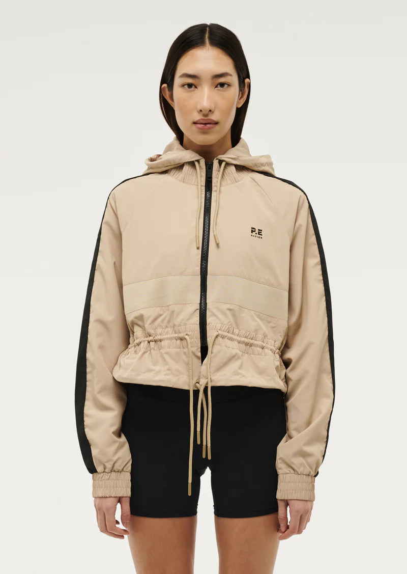 Women's P.E Nation Sesame Beige Cropped Man Down Jacket