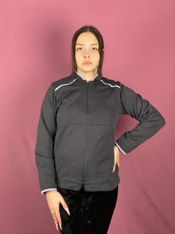 Adidas Vintage Women's Track Jacket - L Gray Polyester