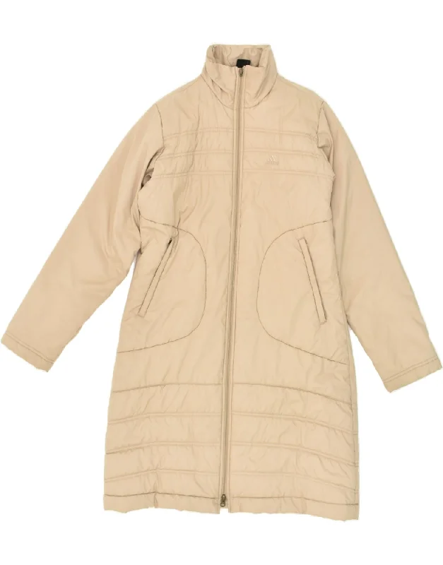 ADIDAS Womens Padded Coat UK 14 Large Beige Polyester