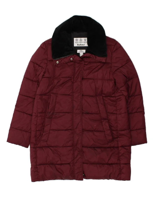 BARBOUR Womens Padded Coat UK 14 Large Maroon