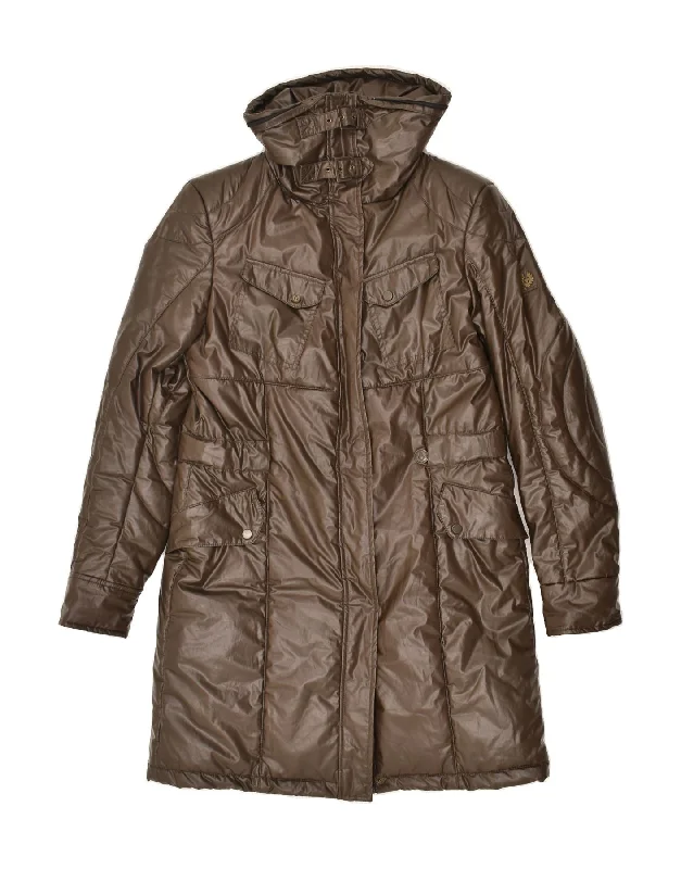 BELSTAFF Womens Padded Coat Size 44 Large Brown Polyester