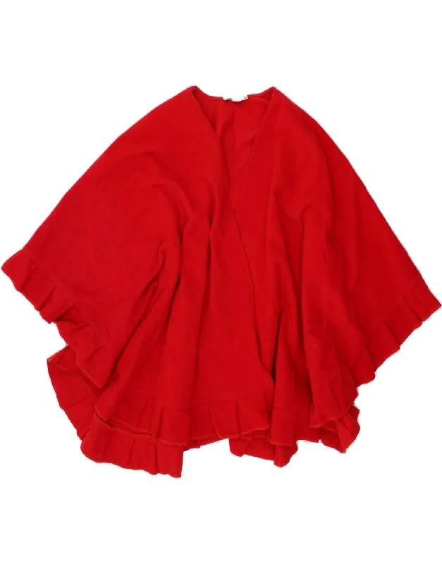 CABBIANI Womens Poncho Coat One Size Red Wool