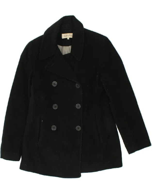 CALVIN KLEIN Womens Pea Coat US 4 Small Black Wool