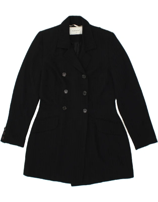 COAST Womens Double Breasted Coat UK 12 Medium  Black Viscose